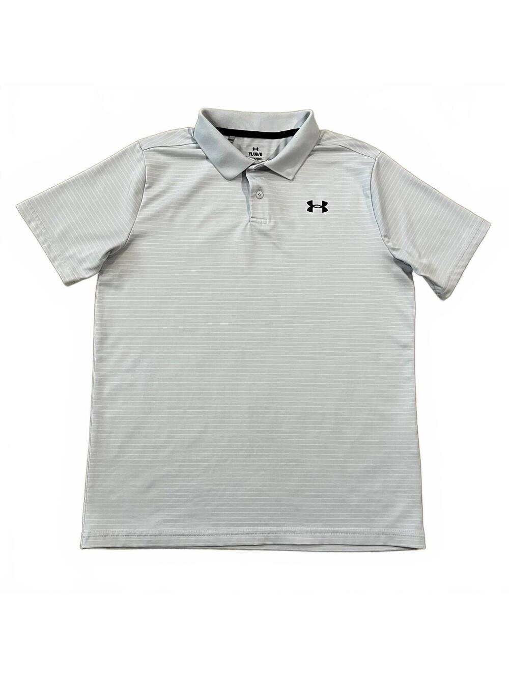 Under Armour Boys Matchplay Gray Stripe Polo Shirt Size Youth Large YL